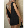 Chilirose Robe noire dos nu avec ornement